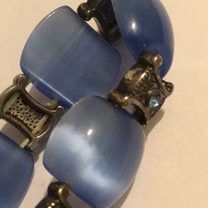 Azule Bracelet,  Blue with Silver & Rhinestone Embedded Accents